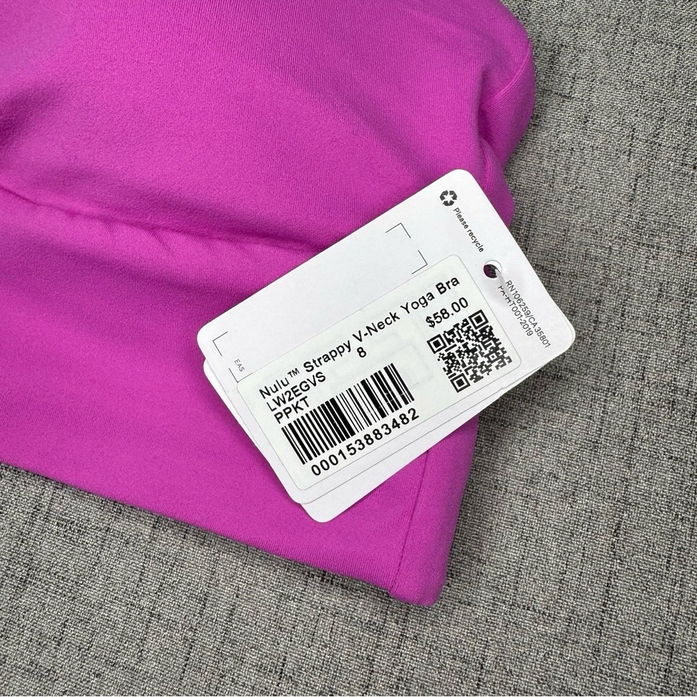 NWT Lululemon Nulu Strappy V-Neck Yoga Bra Sports Bra Pow Pink Tone 8 - Picture 7 of 7